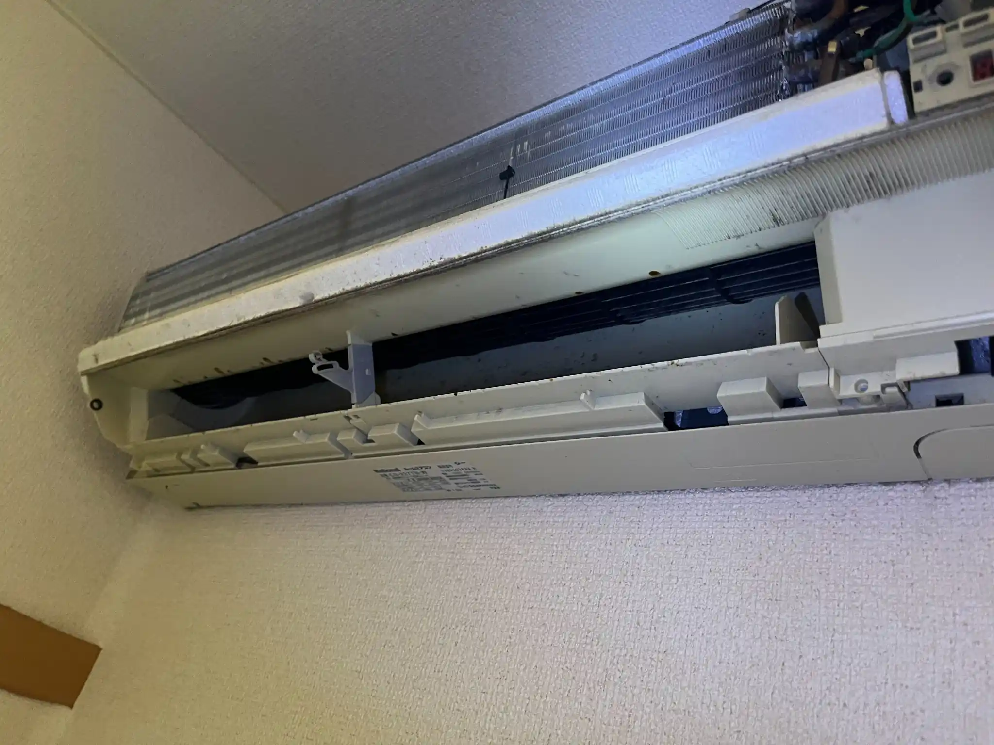 パナソニック 通常壁掛けエアコン CS-288CF-W 作業前 熱交換器・ファンの様子